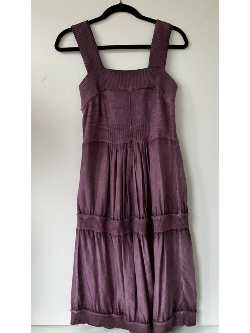 Anthropologie Eloise Silk Sweater Knit Tiered Midi Dress Mauve Purple Square M - Picture 3 of 8